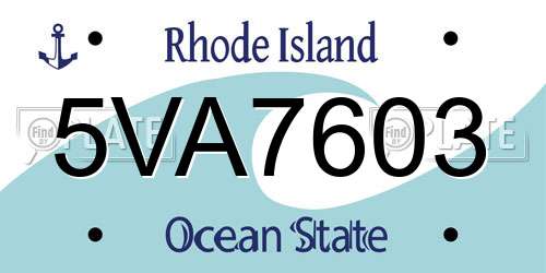 5VA7603 Rhode Island License Plate