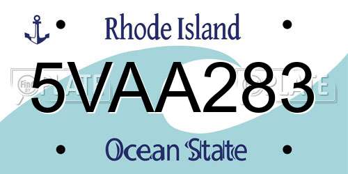 5VAA283 Rhode Island License Plate
