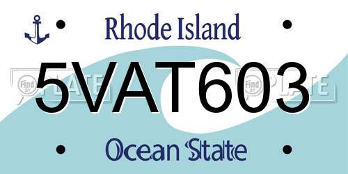 5VAT603 Rhode Island License Plate