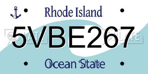 5VBE267 Rhode Island License Plate