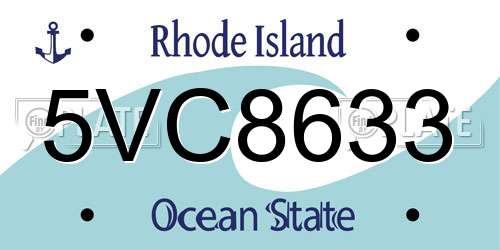 5VC8633 Rhode Island License Plate