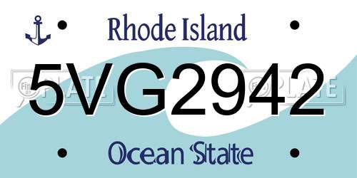 5VG2942 Rhode Island License Plate