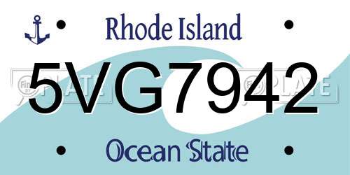 5VG7942 Rhode Island License Plate
