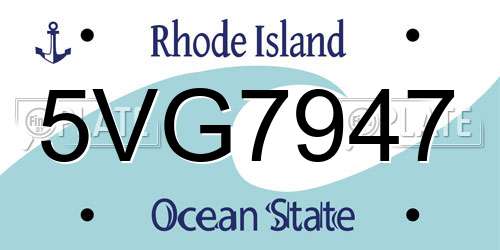 5VG7947 Rhode Island License Plate