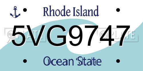 5VG9747 Rhode Island License Plate