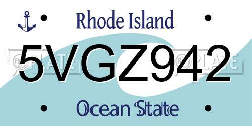 5VGZ942 Rhode Island License Plate