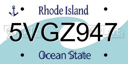 5VGZ947 Rhode Island License Plate
