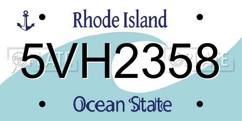 5VH2358 Rhode Island License Plate