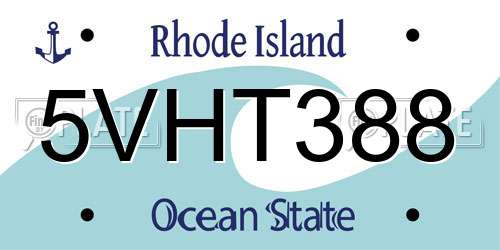 5VHT388 Rhode Island License Plate