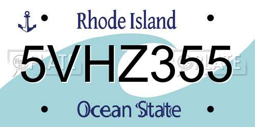 5VHZ355 Rhode Island License Plate