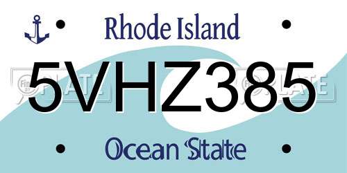 5VHZ385 Rhode Island License Plate