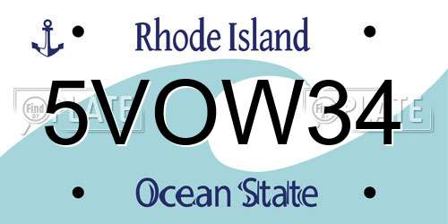 5VOW34 Rhode Island License Plate