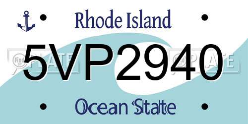 5VP2940 Rhode Island License Plate