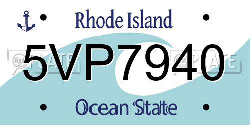 5VP7940 Rhode Island License Plate