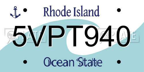 5VPT940 Rhode Island License Plate