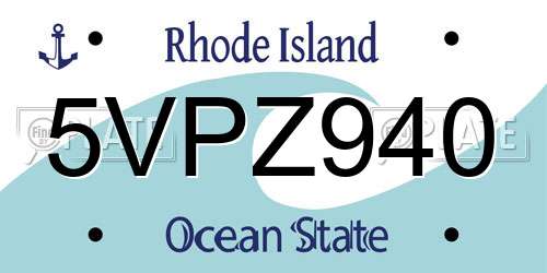 5VPZ940 Rhode Island License Plate