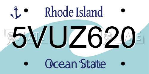 5VUZ620 Rhode Island License Plate
