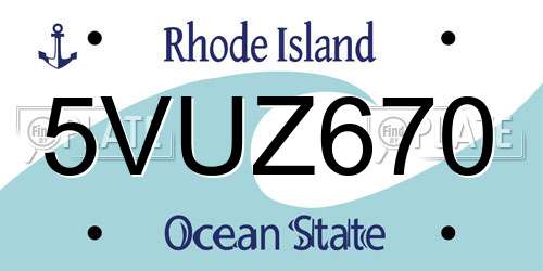 5VUZ670 Rhode Island License Plate