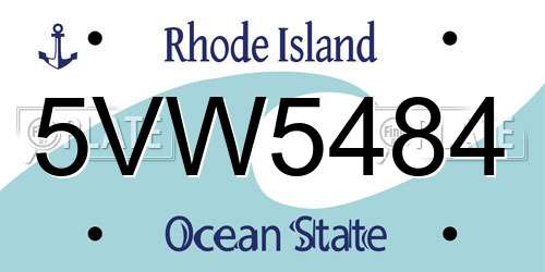 5VW5484 Rhode Island License Plate