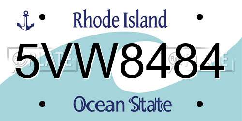 5VW8484 Rhode Island License Plate
