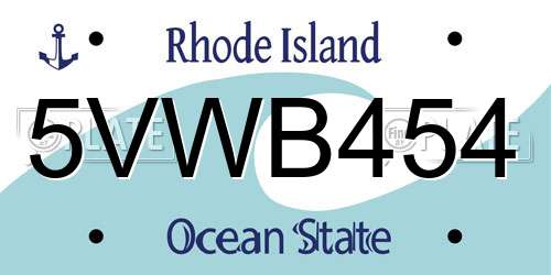 5VWB454 Rhode Island License Plate