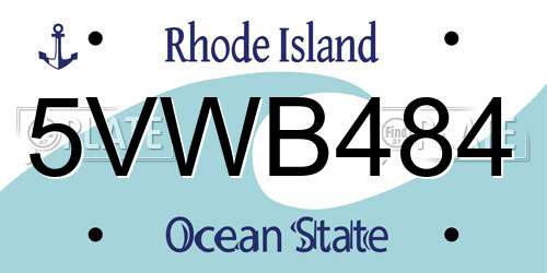 5VWB484 Rhode Island License Plate