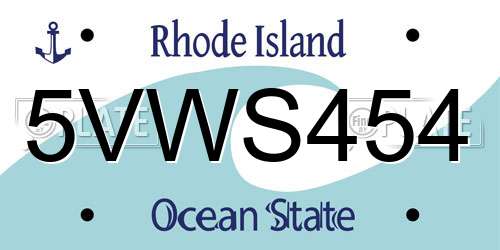 5VWS454 Rhode Island License Plate