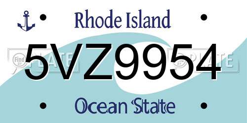 5VZ9954 Rhode Island License Plate