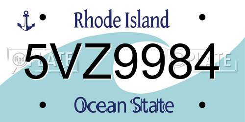 5VZ9984 Rhode Island License Plate