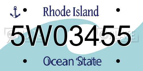 5W03455 Rhode Island License Plate