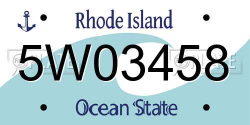 5W03458 Rhode Island License Plate