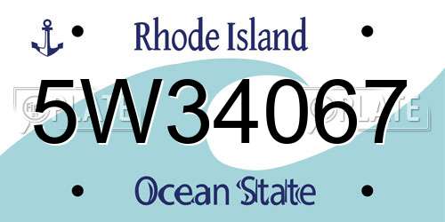 5W34067 Rhode Island License Plate