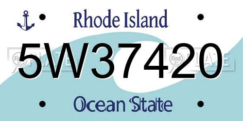 5W37420 Rhode Island License Plate