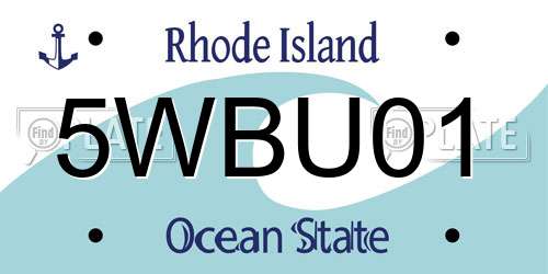 5WBU01 Rhode Island License Plate