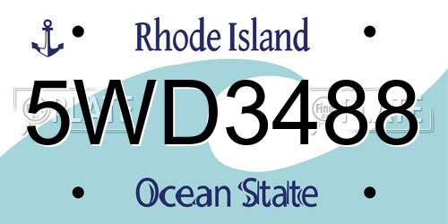 5WD3488 Rhode Island License Plate