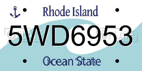 5WD6953 Rhode Island License Plate
