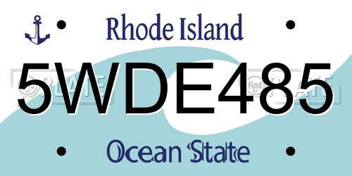 5WDE485 Rhode Island License Plate
