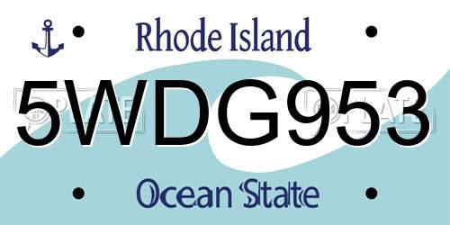 5WDG953 Rhode Island License Plate