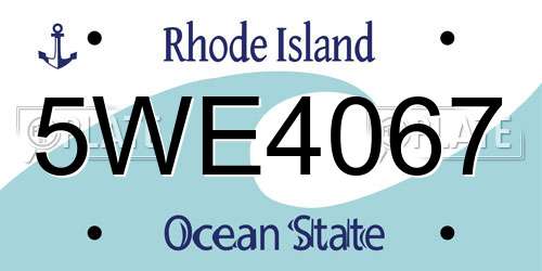 5WE4067 Rhode Island License Plate