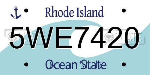 5WE7420 Rhode Island License Plate