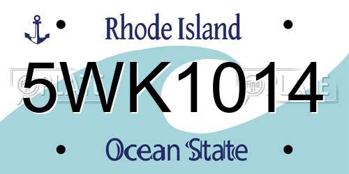 5WK1014 Rhode Island License Plate