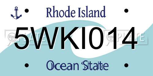 5WKI014 Rhode Island License Plate