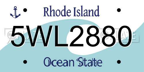 5WL2880 Rhode Island License Plate