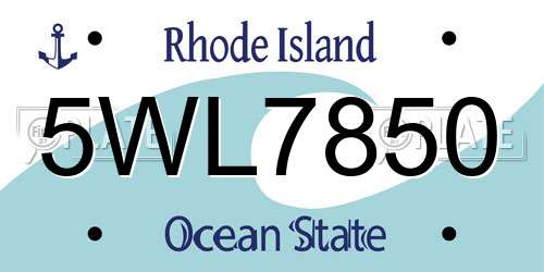 5WL7850 Rhode Island License Plate