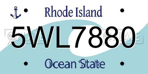 5WL7880 Rhode Island License Plate