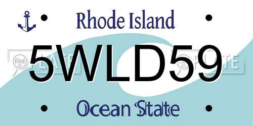 5WLD59 Rhode Island License Plate