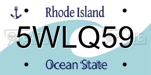 5WLQ59 Rhode Island License Plate