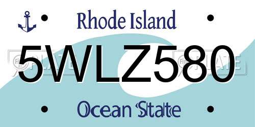 5WLZ580 Rhode Island License Plate