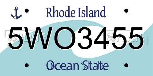 5WO3455 Rhode Island License Plate