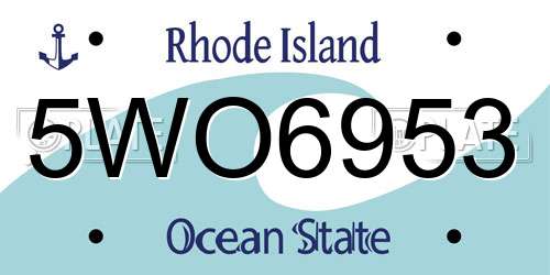 5WO6953 Rhode Island License Plate